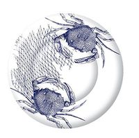 Boston International 8 Count Caskata Studio Round Paper Dessert Plates, Blue Crab