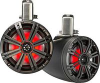 Kicker KMTC8 (200mm) Loaded Marine Cans with 45KM84L speaker pair; charcoal grill on black can