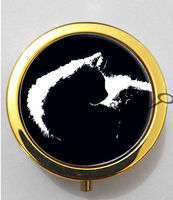 BlackKey Animal Cat Silhouette 3-Compartment Decorative Pocket Gift Box Case Organizer for Pill, Color 2 -448
