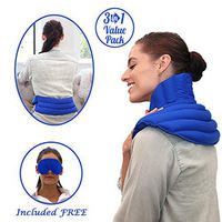 My Heating Pad Microwavable Set | Neck and Shoulder Heating pad, Lower Back Pain and Cramps Heat Wrap, Headache and Migraine Relief Eye Mask - Use for Pain Relief, Stress, and Relaxation (Blue Plus)