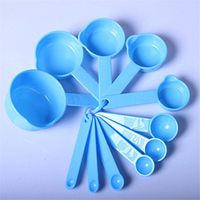 Howley 11 PCS/ Sets Plastic Spoon Marked Scale Baking DIY Spoon Kitchen Tableware Spoon (Blue)