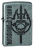 Zippo Harley-Davidson Skull Armor Antique Silver Plate Pocket Lighter
