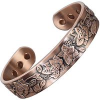 Holistic Magnets® Copper Magnetic Bracelet for Women Arthritis Pain Relief Copper Bracelet with Magnets Tendonitis Joint Wrist Healing Bangle-EF (M: Wrist 6.5-7.6 inch)