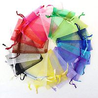 NewMainOne 100 Pcs Thick Organza Yarn Drawstring Bag Pouch Jewelry Candy Gift Wrapping Packaging(4x6 inches, Mixed Color)