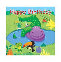 16-Count Paper Lunch Napkins, Jungle Buddies Happy Birthday