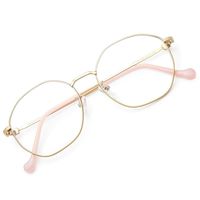 Gaoye Computer Blue Light Blocking Glasses for Women/Men,TR90 Lightweight Retro Metal Frame Anti Glare UV Filter Lens - 0.0 Magnification (Gold Frame/Transparent Lens/Pink Leg)