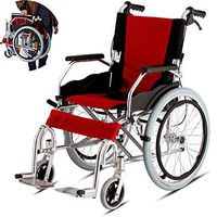 Cacoffay Aluminum Alloy Portable Self Propelled Wheelchairs Folding Mobility Device with Puncture Proof Tyres and Adjustable Footrests Easy Storage for Tight Indoor Transporation