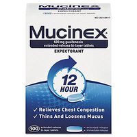Mucinex 00815 Expectorant Regular Strength, 100 Tablets/Box, 12 Box/Carton