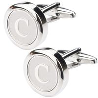 Dannyshi Mens Classic Stainless Steel Initial Cufflinks 26 Alphabet Initial Letter Cufflinks Business Wedding Shirts A-Z (C)