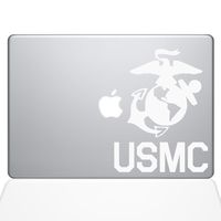 The Decal Guru USMC Logo MacBook Decal Vinyl Sticker - 13" MacBook Pro (2015 & Older) - White (1302-MAC-13P-W)