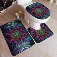 Mental State Microfiber Bathroom Contour Rugs Combo,Set of 3 Soft Shaggy Non Slip Bath Shower Mat Rectangle-Shaped U-Shaped and O-Shaped Toilet Floor Rug