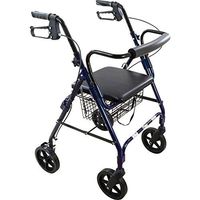 Roscoe Medical - Deluxe Rollator with Padded Seat, 8" Wheels (Blue) - CM