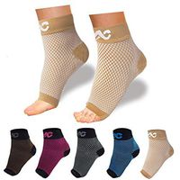ACTINPUT Compression Foot Sleeves for Men & Women - Best Plantar Fasciitis Socks with Arch Support (Nude, Large)