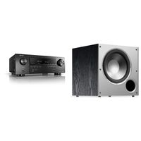 Denon AVR-S540BT Receiver, 5.2 channel, 4K Ultra HD Audio and Video, Home Theater System, Compatible with HEOS Link for Wireless Music Streaming & Polk Audio PSW10 10"  Powered Subwoofer