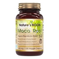 Nature's Boon Premium Quality Maca 500 mg, 120 Veggie Capsules (Glass Bottle) -Supports Mood & Hormonal Balance -Promotes Reproductive Health - Supports Women's Health