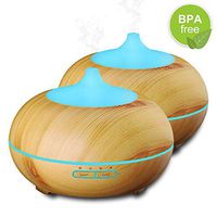 Aromatherapy Diffuser Aroma Essential Oil Diffuser Gift Edition 300ml Air Fragrance Ultrasonic Cool Mist Humidifier 7-Color LED Lights & 4 Timer Settings, Waterless Auto Off (Brown 2 Pack)