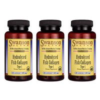 Swanson Hydrolyzed Fish Collagen Type I 400 Milligrams 60 Capsules (3 Pack)