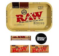 Raw Rolling Tray Small Bundle with Raw 110mm Roller, Raw King Size Supreme Rolling Papers, and Roll with Us Grinder