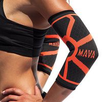 Mava Sports Elbow Compression Sleeve Support for Weightlifting, Pain Recovery, Tendonitis, Gym Workouts and Arthritis - Made with Strong Elastic Fabric Material for Men and Women (Orange, X-Large)