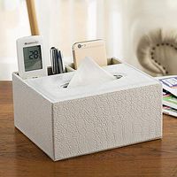T-ZJHC Multi-Function Tissue Box Desktop Living Room Coffee Table, Square 2 Grid - White