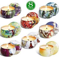 XYUT 2.5 Oz Pure Soy Wax Travel Tin Scented Candle Set, Lead-Free Wick, Aromatherapy Candles Lemon, Lavender, Mediterranean Fig,Bergamot,Vanilla,Jasmine,Rose and Spring Box -8 Pack