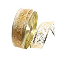 LUOEM Gift Wrap Ribbons Swirl Wired Sheer Glitter Ribbon Christmas Party Home Decorations 5x200cm (Gold)
