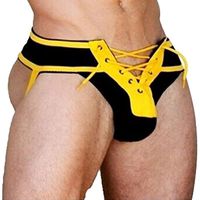 Chompunut Sexy Men Underwear Gay Thongs G-String U Penis Pouch Sexy Lingerie Gay Men Underwear (S, Yellow)