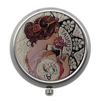 Pill Box with Vintage Zodiac Sign Design | Compact Pill case for Pocket or Purse