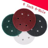 6 Inch 6 Holes Multi-purpose Industrial Scouring Pad Hook and Loop, 240 to 800 Grit Heavy Duty Nylon Cleaning Cloth (Pack of 15) (5pcs of each girt)