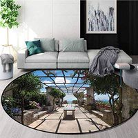 RUGSMAT Italian Machine Washable Round Bath Mat,Villa Rufolo Ravello Amalfi Oriental Floor and Carpets Diameter-39