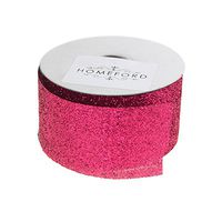 Homeford Princess Glitter Metallic Christmas Ribbon, 1-1/2-Inch, 4 Yards (Hot Pink)