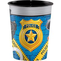 Club Pack of 12 Sky Blue and Yellow Police Party Plastic Cups 4.53”