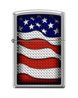 Zippo "United States Flag" Brushed Chrome Lighter, 0598