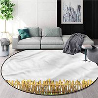 RUGSMAT Farmland Area Rugs Ring 3D Non-Slip Rug,Rough Log Style Fence Bedroom Home Shaggy Carpet Round-55