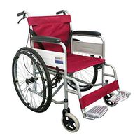 FXNN Transport Wheelchair Folding Wheelchair - Portable Lightweight Elderly Wheelchair with Handbrake Walker (Color : Red)