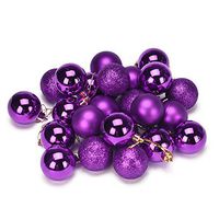 Litetao Xmas 4 cm 24PC Plastic Christmas Tree Decoration Ball for Party/Office Art/Home Art (Purple)