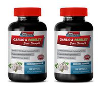 Blood Pressure Support Supplement - Garlic & Parsley - Supports Immune System - Garlic Pills odorless - 2 Bottles 200 Softgels