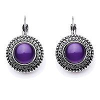 Meolin Vintage Long Earrings Carved Boho Big Drop Earrings Hippie Earrings,Purple,2.51.8cm