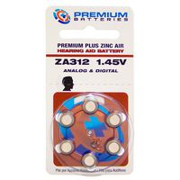 Premium Batteries Zinc Air Hearing Aid Batteries ZA312 1.45V Size 312, PR41, P312 (42 Batteries)