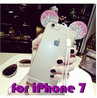 iPhone 7, iPhone 8; Pink / Silver Crystal Diamond Bling Rhinestone Mouse Ears Clear TPU Rubber Cover with Lanyard & Stylus Pen (iPhone 7, iPhone 8)