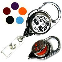 Decorative Aromatherapy Essential Oils Stainless Steel Diffuser ID Badge Holders (Tree of Life Carabiner)