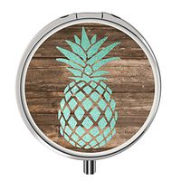 Pill Case - Compact 3 Compartment Medicine Organizer, Customized Round Pill Box for Pocket Traveling and Daily Needs - Pineapple Wood