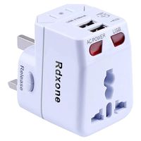 Travel Adapter,Rdxone Universal Plug Adapter with 2 USB for Europe, Italy, Ireland, UK, AU, Asia, Over 150 Countries -with Spare Fuse