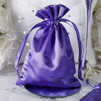 Tableclothsfactory 12PCS Purple Satin Gift Bag Drawstring Pouch Wedding Favors Bridal Shower Jewelry Bags - 5"x7"