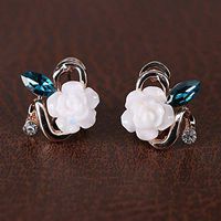 Crystal Rhinestone Rose Earrings Ear Stud Ear Jewelry For Girls Miss Gift