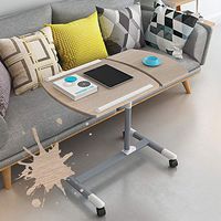 DNNAL Overbed Bedside Table Medical Adjustable Tilt Overbed Bedside Table with Wheels for Hospital and Home Use,Brown