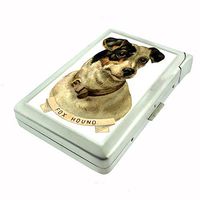 Perfection In Style Metal Cigarette Case with Built in Lighter Vintage Dog Design 004