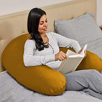 Yogibo Support Reading Pillow Unique U-Shaped Backrest with Arms, Provides A Lift for Watching TV, Gaming, Working, Filled with Soft Micro-Beads, Camel