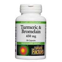 Natural Factors, Turmeric & Bromelain 450 mg, Supports Healthy Digestion, Liver, Muscle and Joint Function, 90 capsules (90 servings)