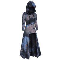 Womens Gothic Punk Asymmetric Hem Long Sleeve Loose Hoodies Dress Cloak Costumes Vintage High Low Sweatshirts Tunic Tops (Gray-Plus Size Vintage Cloak, 2XL)